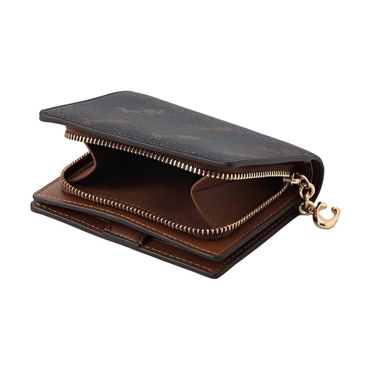 Женский кошелек COACH Snap Wallet 11 (коричнево-черный) — фото 5