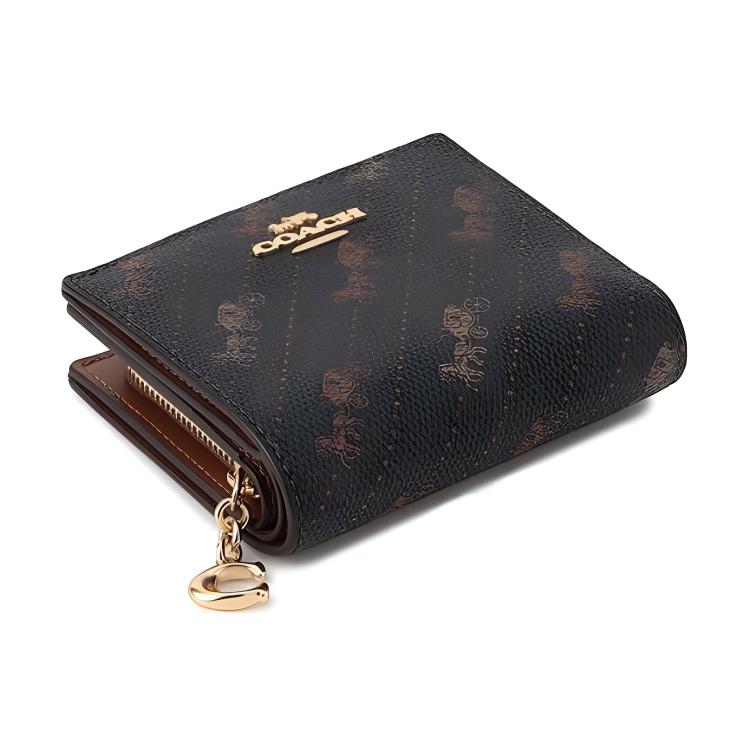 Женский кошелек COACH Snap Wallet 11 (коричнево-черный) — фото 4