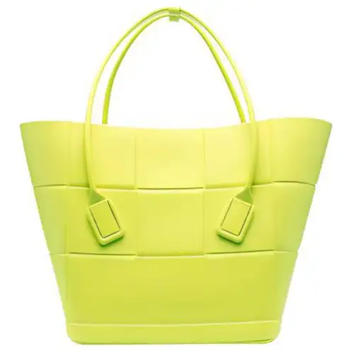 Bottega Veneta ARCO Woven Rubber Tote Bag, Shopping Bag, Clutch Women's Yellow Orange