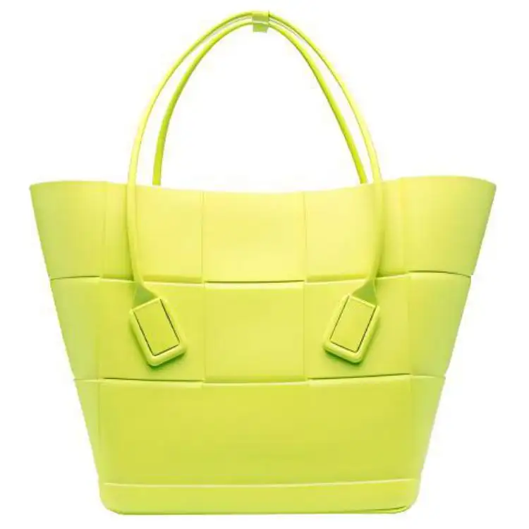 Bottega Veneta ARCO Woven Rubber Tote Bag, Shopping Bag, Clutch Women's Yellow Orange