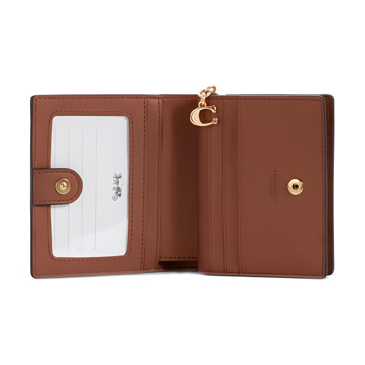 Женский кошелек COACH Snap Wallet 11 (коричнево-черный) — фото 2