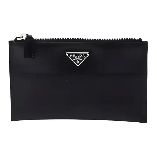 PRADA Saffiano Cow Leather Toiletry Bag Men's Black