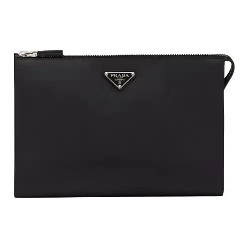 PRADA Saffiano Leather Clutch Men's Black