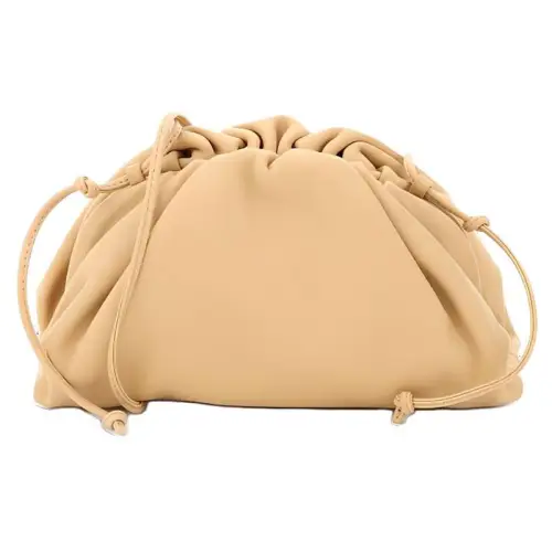 Bottega Veneta Calfskin Shoulder Bag, Cloud Bag, Clutch Mini Women's Apricot