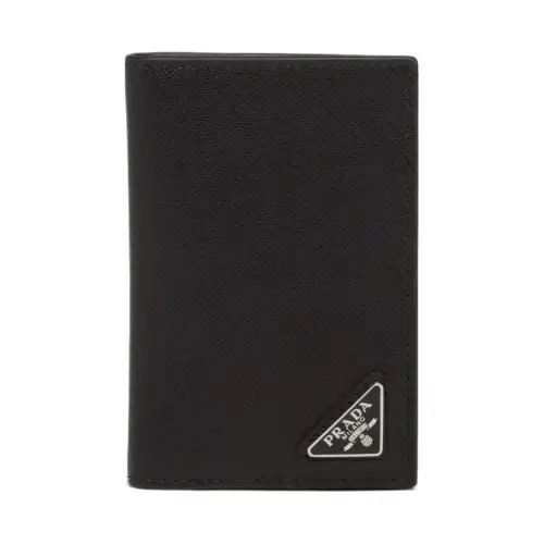 PRADA Calfskin Card Holder Card Holder Men's Black
