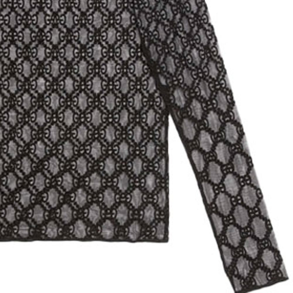Женская футболка Gucci из тюля (черная) — фото 4
