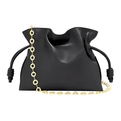 LOEWE Flamenco Nappa Cow Leather One Shoulder Crossbody Clutch Mini Women's Black