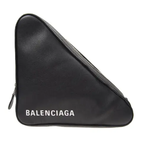 Balenciaga Cow Leather Triangle Bag Clutch Medium Women's Black