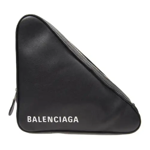 Balenciaga Cow Leather Triangle Bag Clutch Medium Women's Black