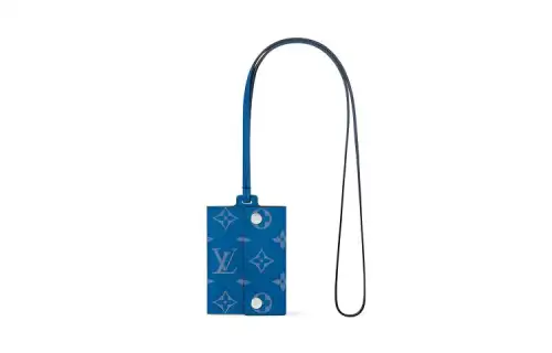 LOUIS VUITTON Taiga Leather With Monogram Coated Canvas Card Holder Card Holder Men's Agave Blue