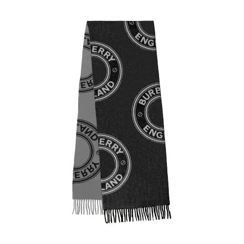 Burberry Wool Knit Scarves Men's Black Gray