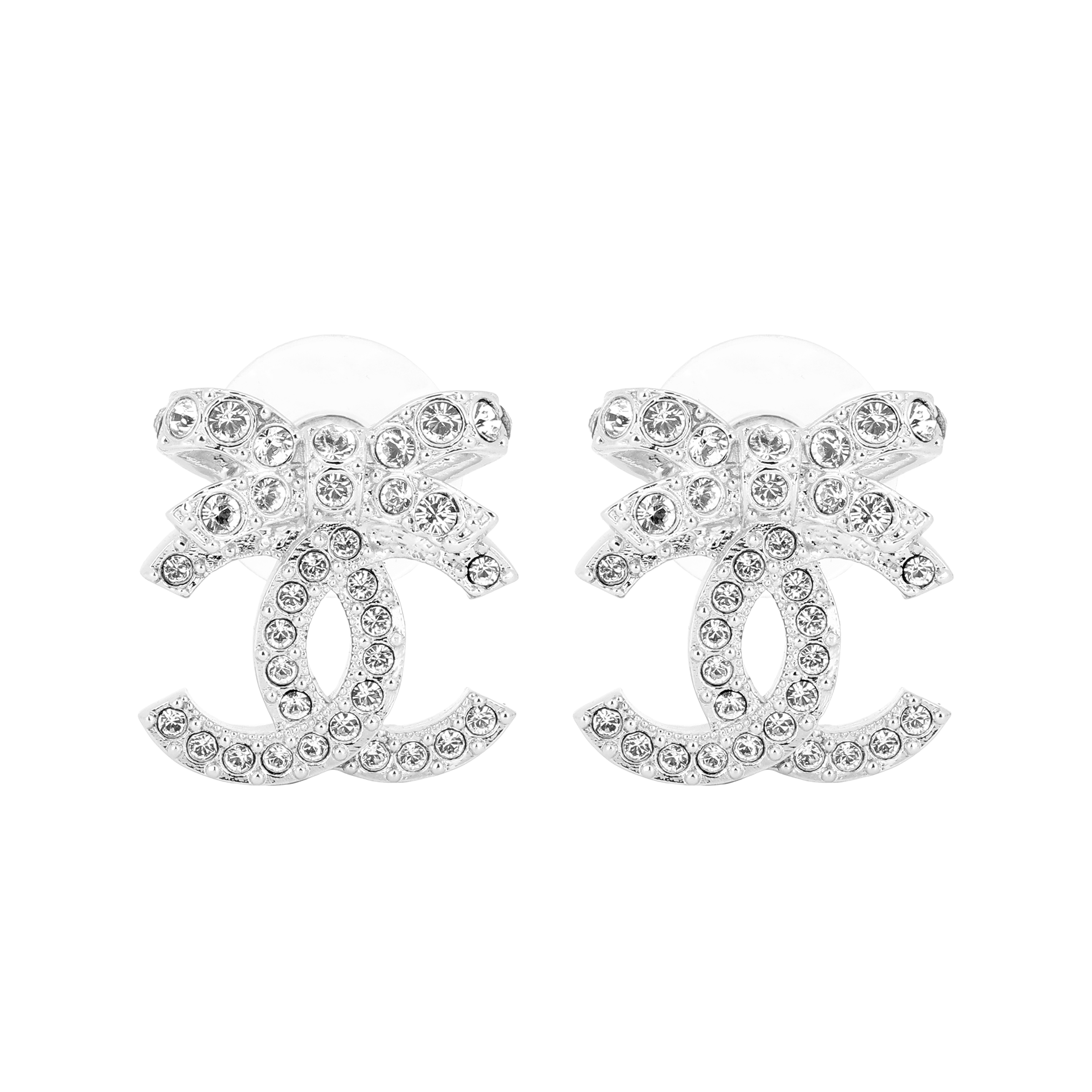 CHANEL Chanel 23s bow double C metal earrings for women