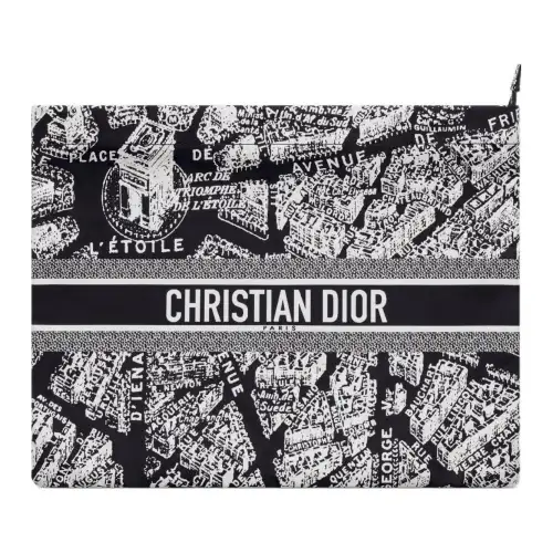 DIOR DiorTravel Technical Fabric Clutch Women's Black/White