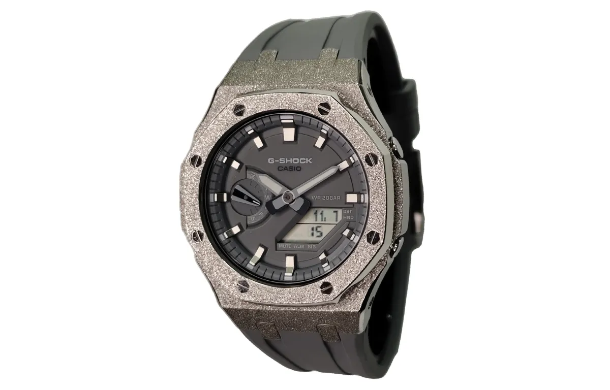 CASIO Custom Collection Electronic Movement Fluoroelastomer Strap Watch Men's Watches Gray Dial