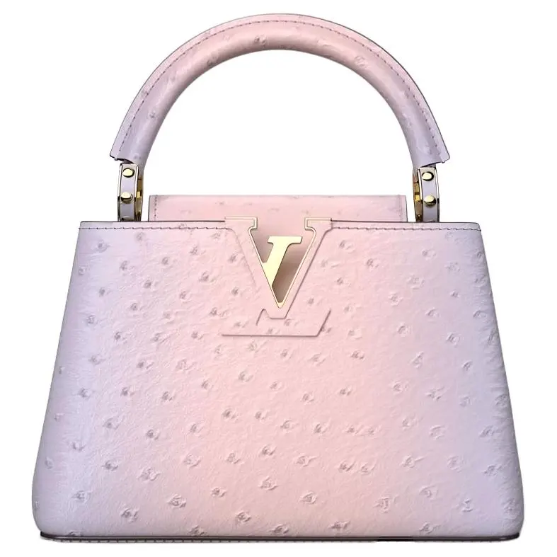 LOUIS VUITTON Capucines Ostrich Leather Kapsyn Shoulder Bag, Crossbody Bag, Handbag Mini Women's Purple & Pink