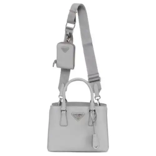 PRADA Leather Shoulder Bag, Crossbody Bag, Handbag Small Women's Gray
