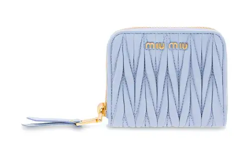MIU MIU Nappa Leather Wallet Women's Light Blue
