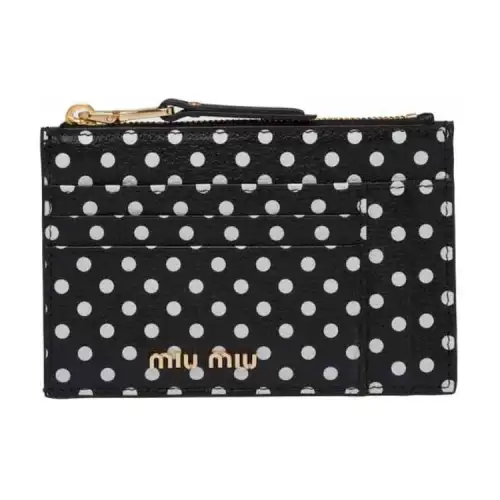 MIU MIU Madras Leather Card Holder Card Holder Women's Black