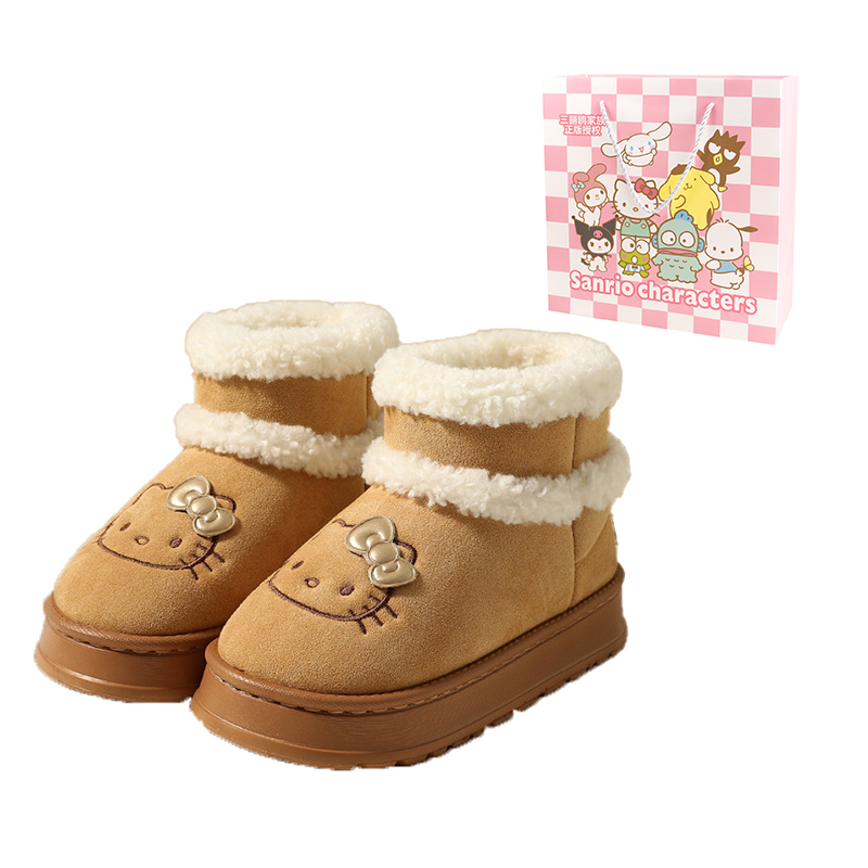 Sanrio Sanrio xHello Kitty/Hello Kitty Maillard cartoon cute autumn and winter home warm thick-soled plush cotton slippers, indoor dormitory women's model, student goodies, soft and cute girly heart, home toe-cap cotton shoes, snow boots, home slippers
