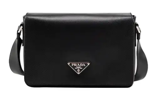 PRADA Leather Shoulder Bag, Crossbody Bag Men's Black