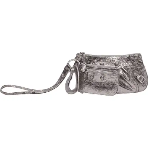 Balenciaga Le Cagole Sheepskin Multi Purpose Storage Bag Women's Silver
