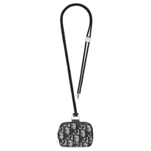 DIOR Cow Leather Clutch Unisex Black/Beige
