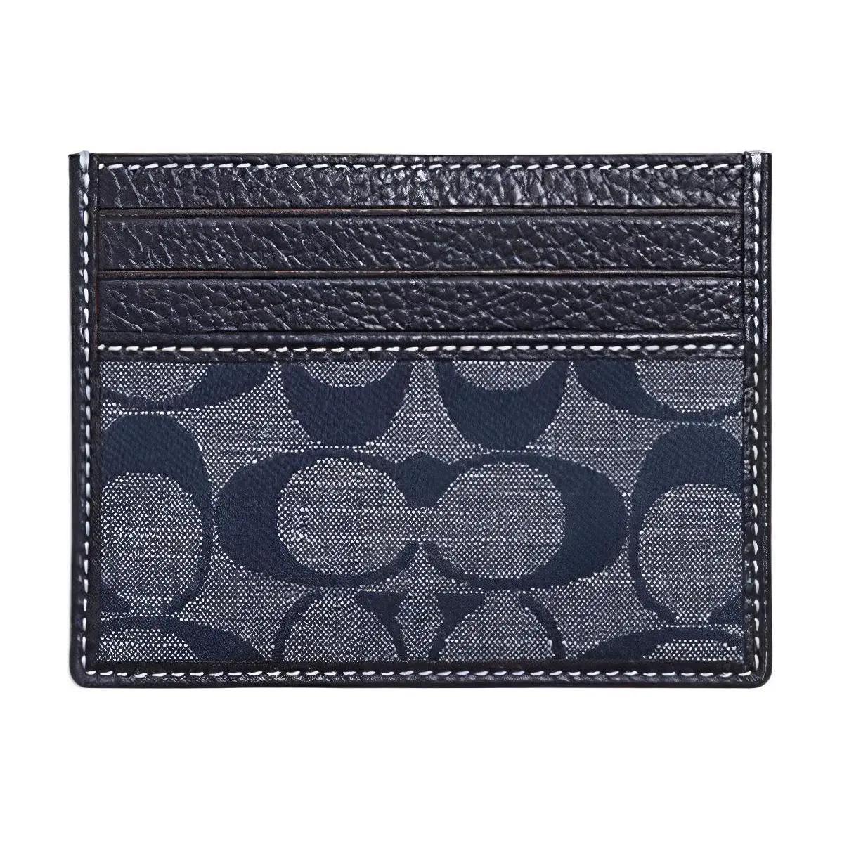 COACH Card Case Fabric With Cow Leather Document Bag, Card Holder Mini Women's Denim