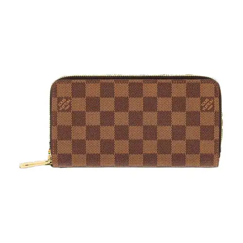 LOUIS VUITTON Zippy Checkerboard Coated Canvas Wallet Coin Purse Wallet Women's Brown