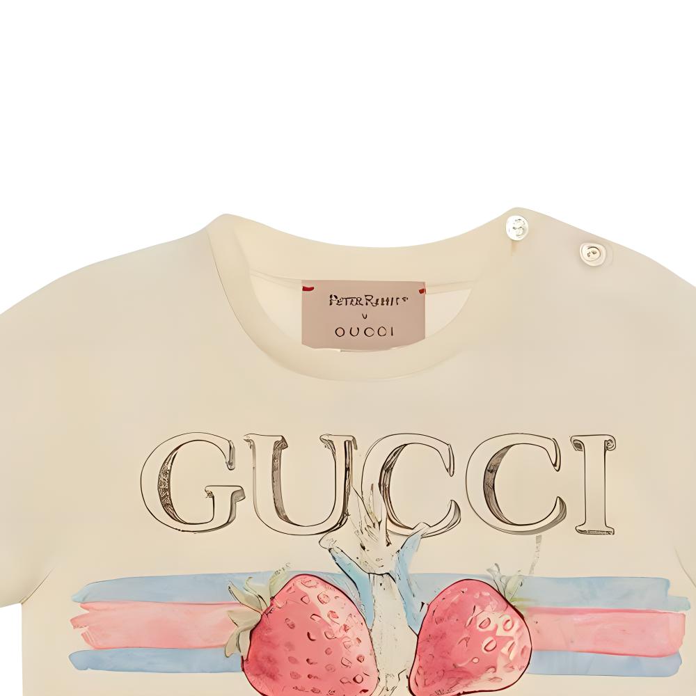 Футболка Gucci x Peter Rabbit/T Logo (кремово-белая) — фото 6