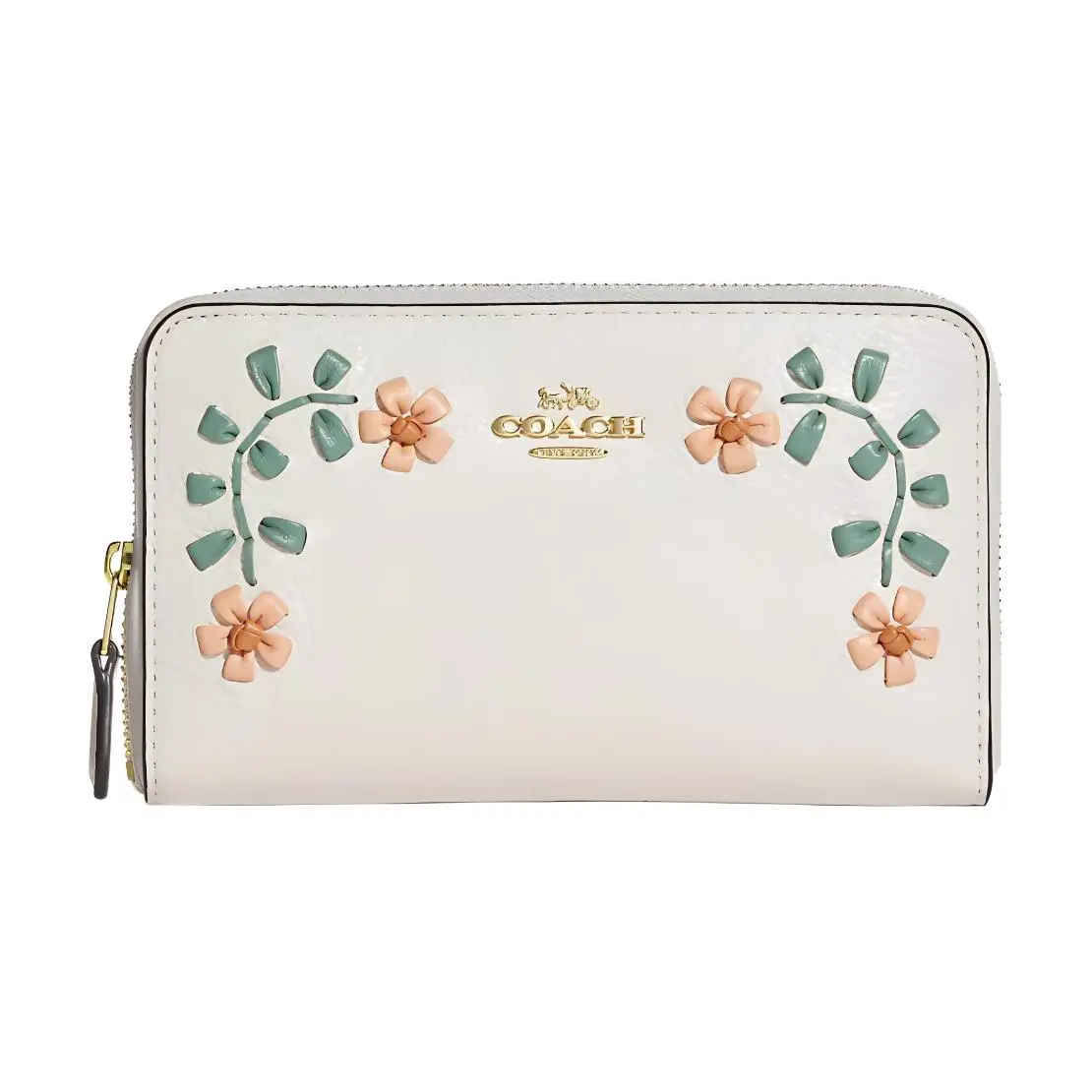 COACH Id Zip Wallet Leather Card Holder Trunk Bag Wallet Medium Women's Chalk White Print