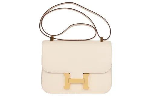 HERMES Constance Epsom Leather Crossbody Handbag 19 Women's I2 Nata Cream White