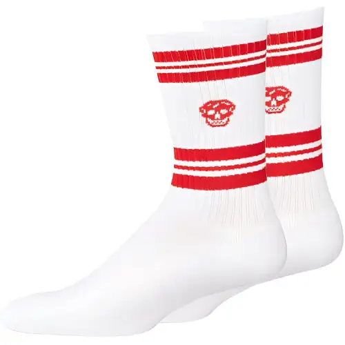 Alexander McQueen Alexander McQueen striped skull pattern jacquard casual mid-calf socks for men, 1 pair, white