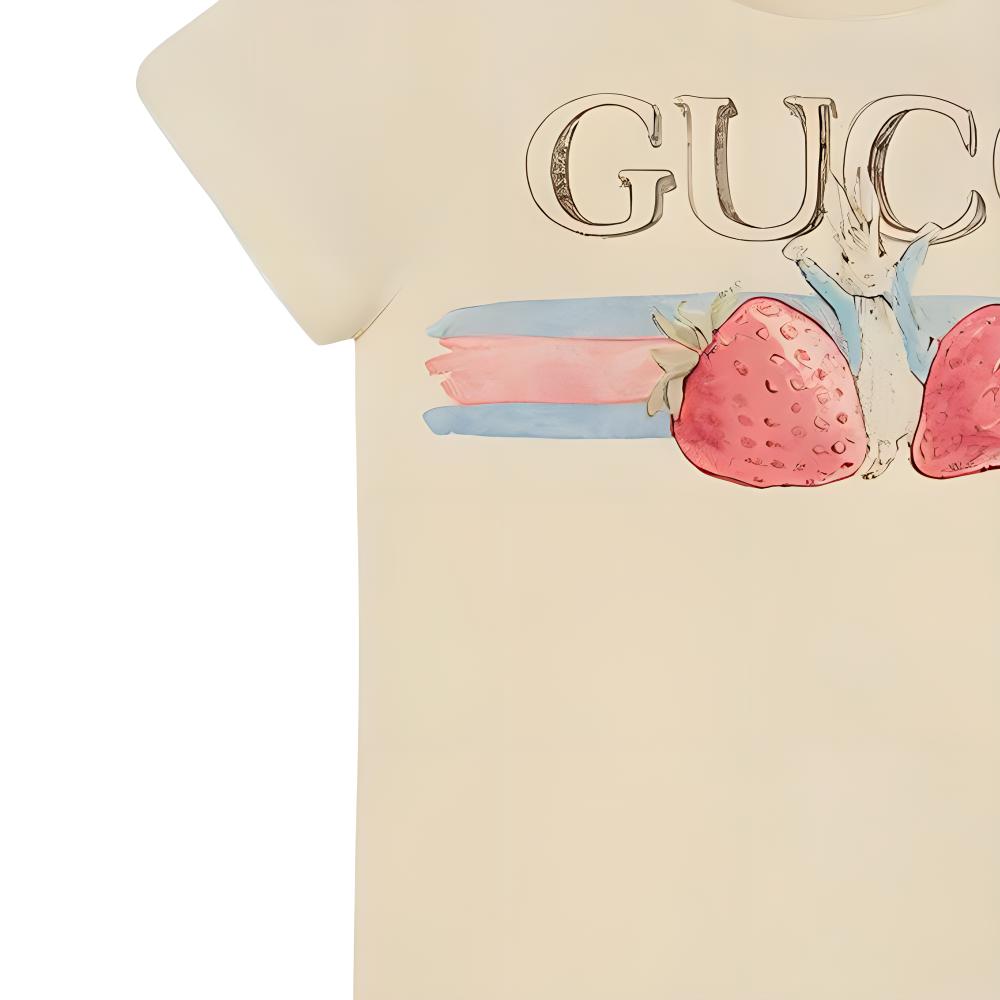 Футболка Gucci x Peter Rabbit/T Logo (кремово-белая) — фото 5