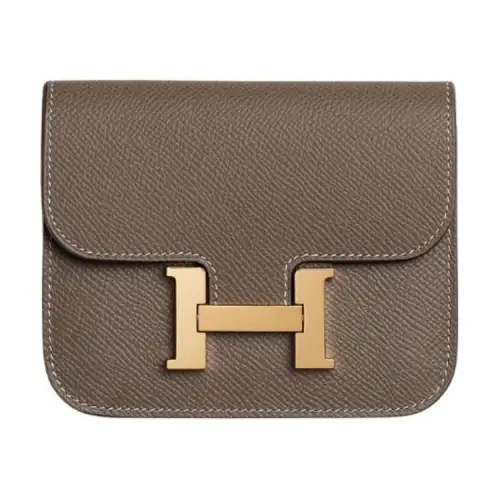 HERMES Constance Slim Gold tone Lock Epsom Leather Fanny Pack Wallet Women's 18 Etoupe Elephant Gray