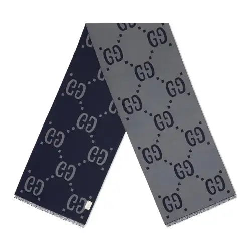 GUCCI Gg Jacquard Wool Silk Scarf