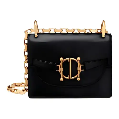 DIOR Shiny Lambskin Shoulder Bag Women's Black