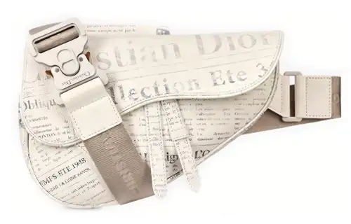 DIOR Saddle Cow Leather Saddle Bag One Shoulder Crossbody Fanny Pack Sling Bag Men's White