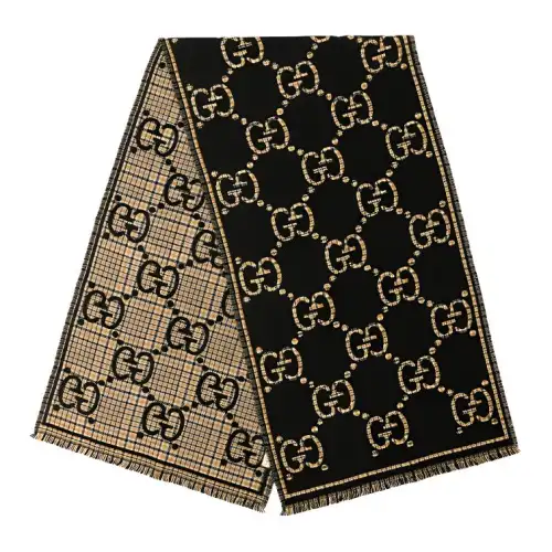 GUCCI Gg Jacquard Fringed Edge Scarf
