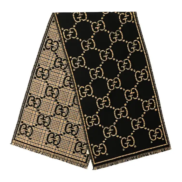 GUCCI Gg Jacquard Fringed Edge Scarf
