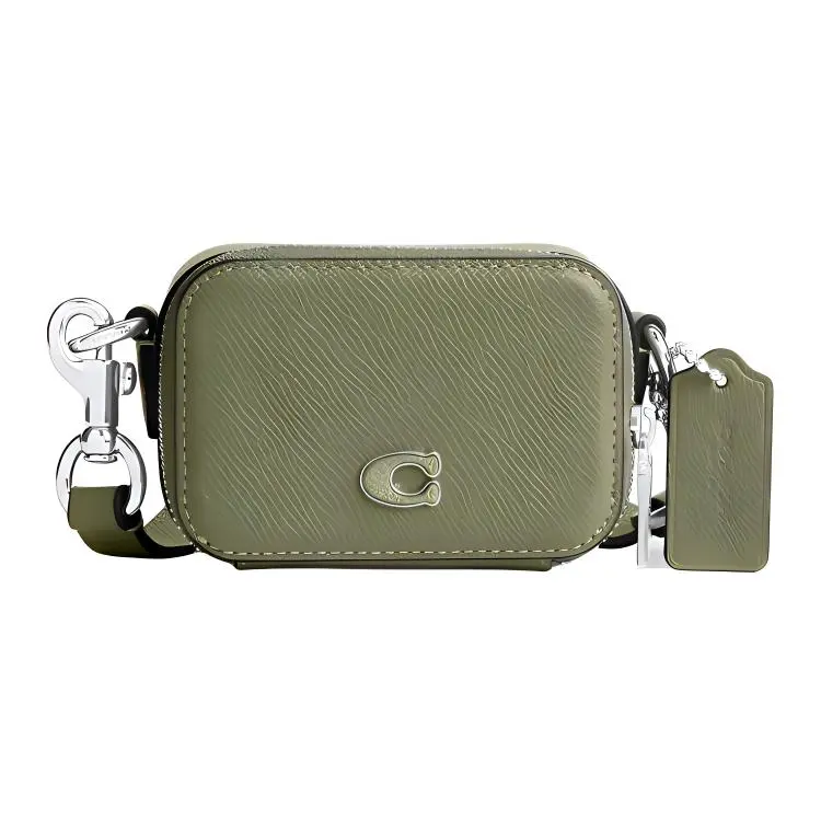 COACH Cross Grain Leather Shoulder Bag, Crossbody Bag Mini Men's Olive Green
