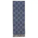 GUCCI GG Wool Knit Scarves Women's Blue
