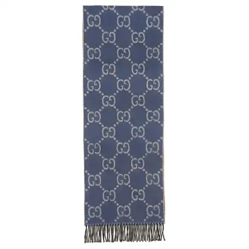 GUCCI GG Wool Knit Scarves Women's Blue