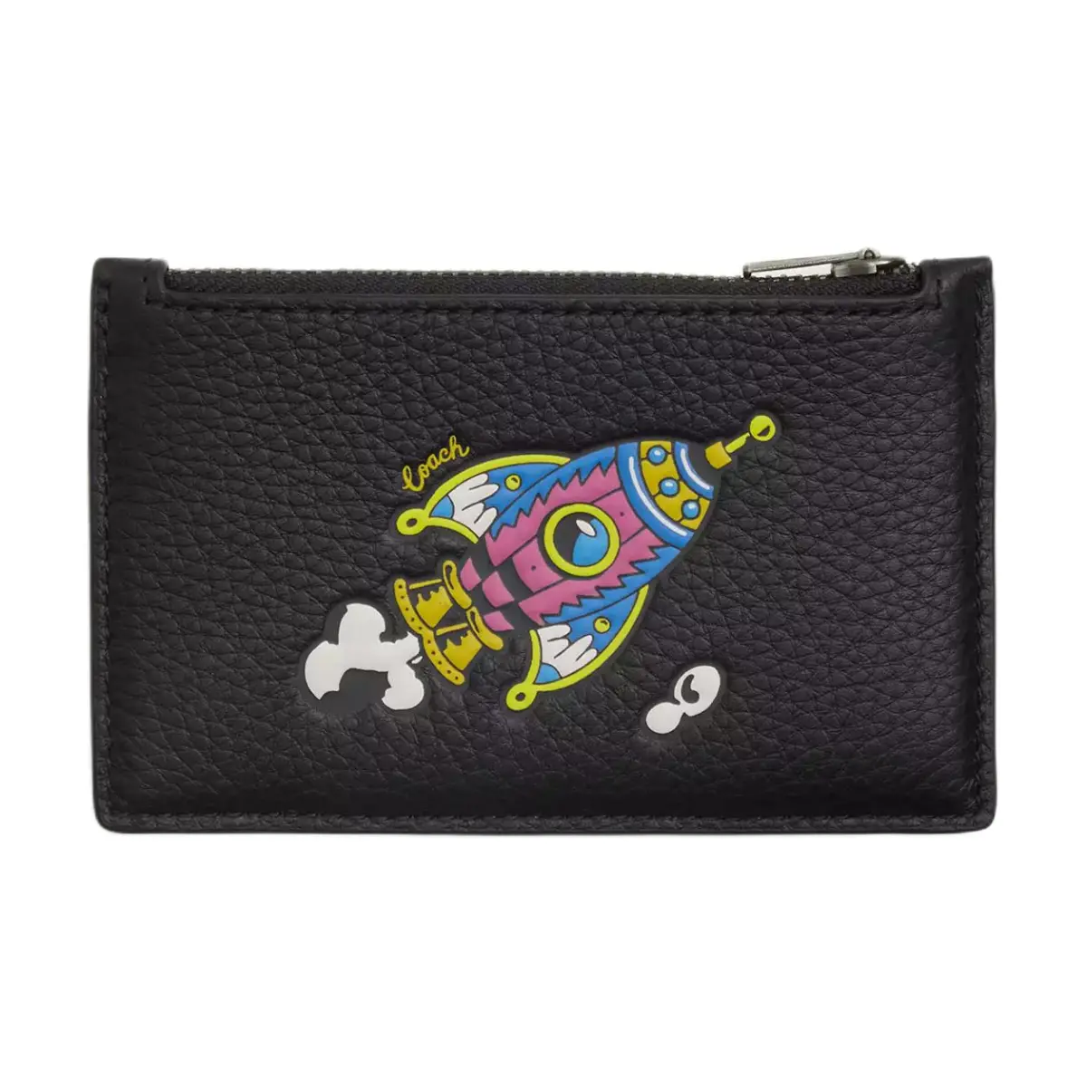 COACH Refined Pebble Pattern Leather Card Holder Regular Women's Black