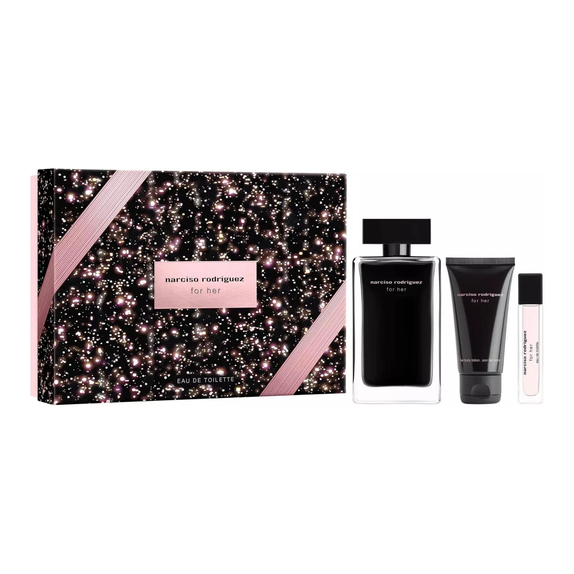 Narciso Rodriguez Her Namesake Black Bottle For Women's Perfume Sets Eau De Toilette Osmanthus Musk 100ml+50ml+10ml