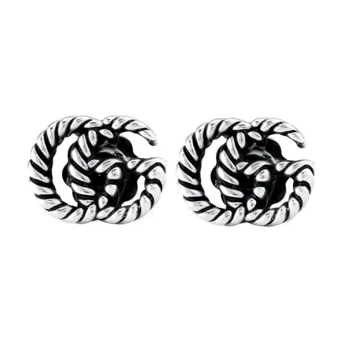 GUCCI GG Marmont 925 Sterling Silver Stud Earrings Unisex Silver