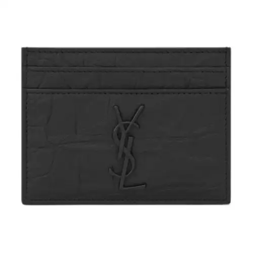 SAINT LAURENT Cassandre Leather Sheepskin Card Holder, Coin Purse Men's Black