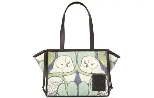 LOEWE Cushion Tote Felt, Calfskin Tote One Shoulder Handbag Small Women's Green