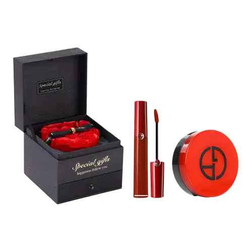 Armani, fashionable gift box, makeup primer, moisturizing set, lip gloss, perfume for professional use, resistant coating, 2 pieces, sample