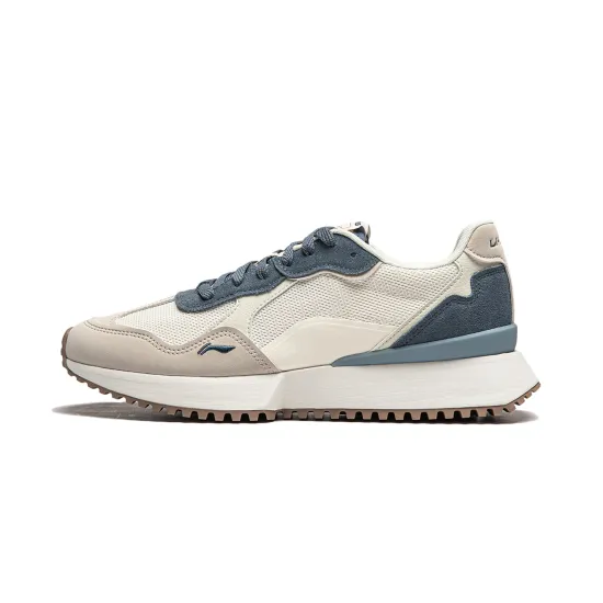 LiNing Zaiwu Cushioning Anti Slip And Wear Resistant Height Increasing Low Top Casual Shoes Men's White Gray Blue
