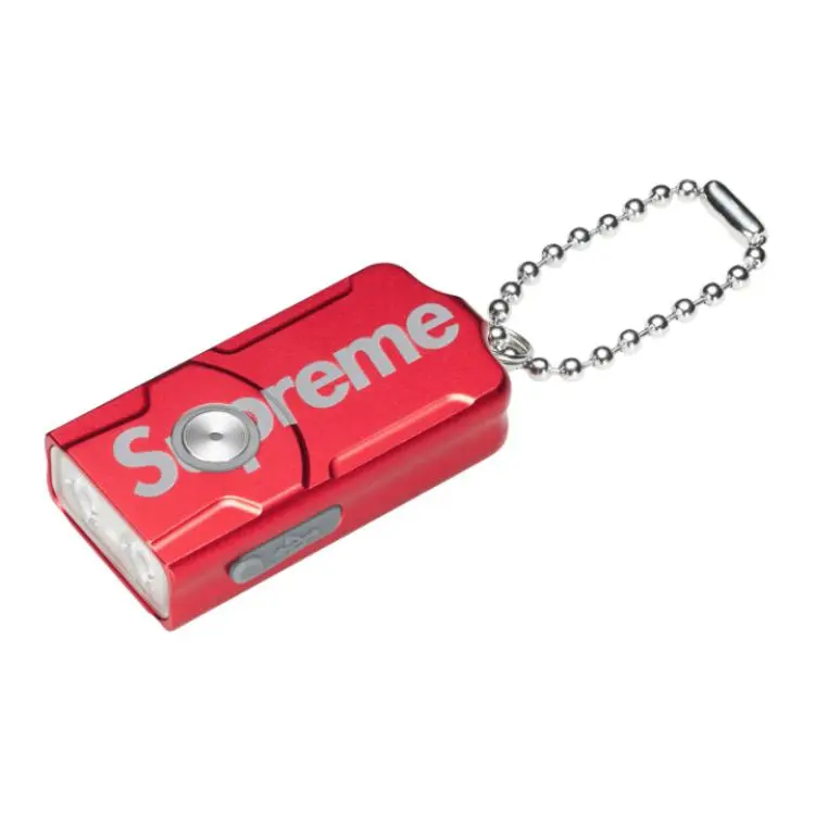 Supreme Keychain Badge Flashlight Keychain Unisex Red